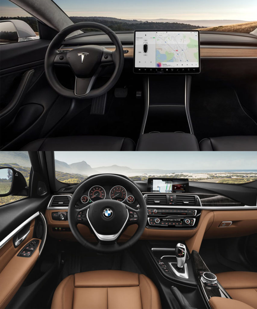 Tesla Model 3 Interior vs BMW