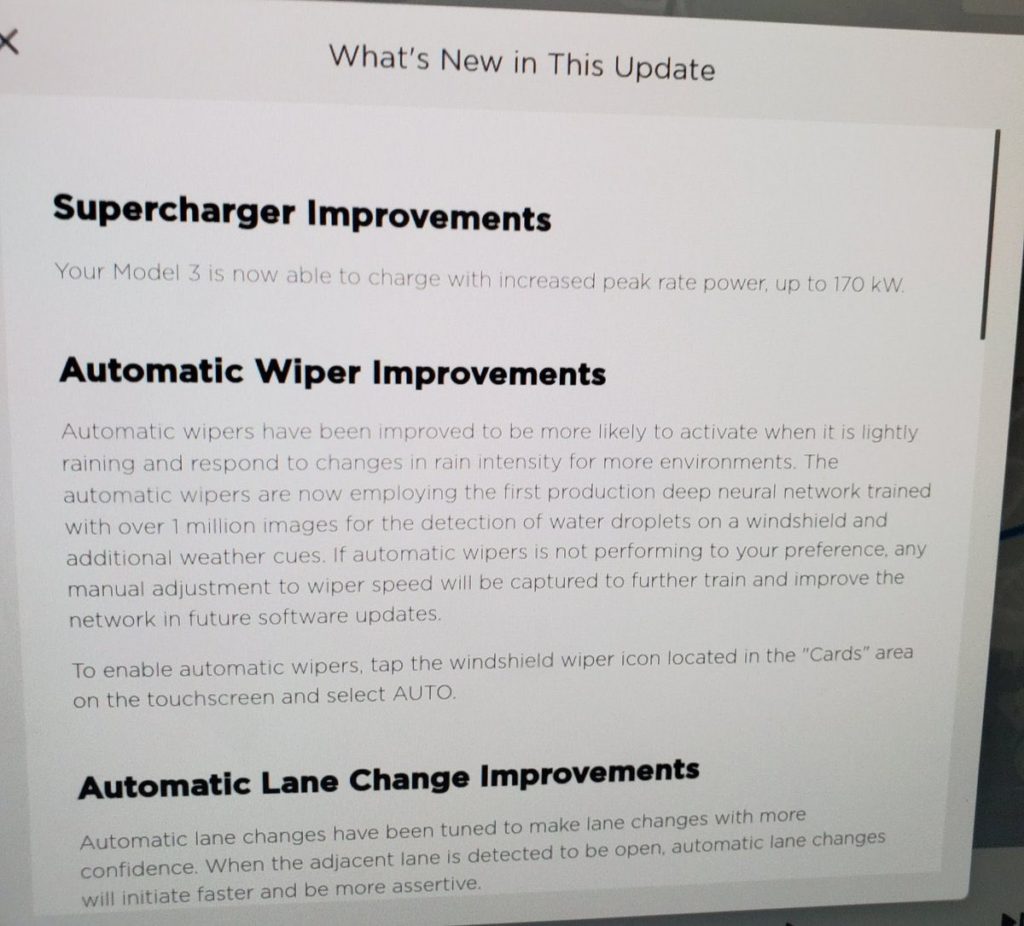 Tesla 2019.40.1 Update Leaks, Increases SR+ Charging To 170 kW Plus Auto Wiper And Lane Change Improvements 1 2019.40.1 Release Notes