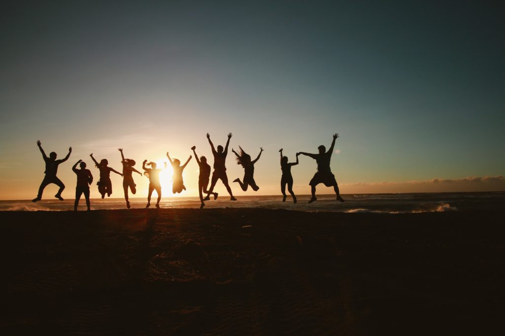 Group Jumping In Air