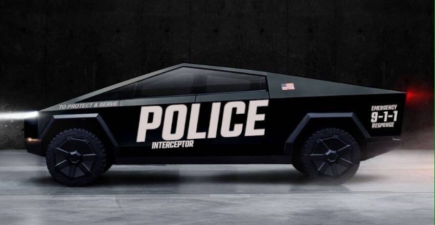 An Exclusive First Look At Tesla's Next Software Interface 15 Tesla Cybertruck Police e1574852856815