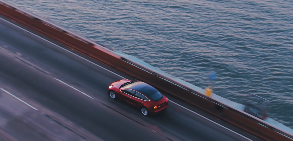 Model 3 Red On Bridge