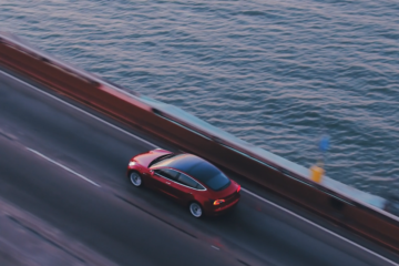 Model 3 Red On Bridge