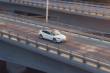 Model 3 White On Bridge